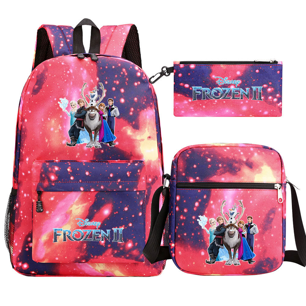 Frozen Elsa Anna Princess  Printed Schoolbag Backpack Shoulder Bag Pencil Bag 3pcs set for Kids Students