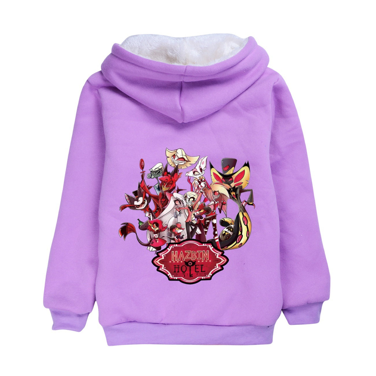 Hazbin Hotel Superstar Sherpa Lined Hoodie Fleece Sweatshirt Full Zip Hooded Jacket for Kids