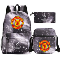 Manchester United Football Club Schoolbag Backpack Shoulder Bag Pencil Bag 3pcs set for Kids Students