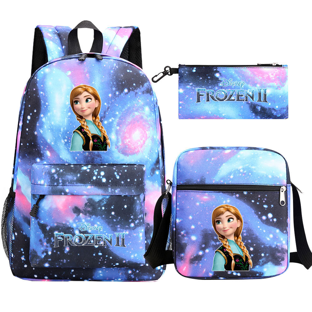 Frozen Elsa Anna Princess  Printed Schoolbag Backpack Shoulder Bag Pencil Bag 3pcs set for Kids Students