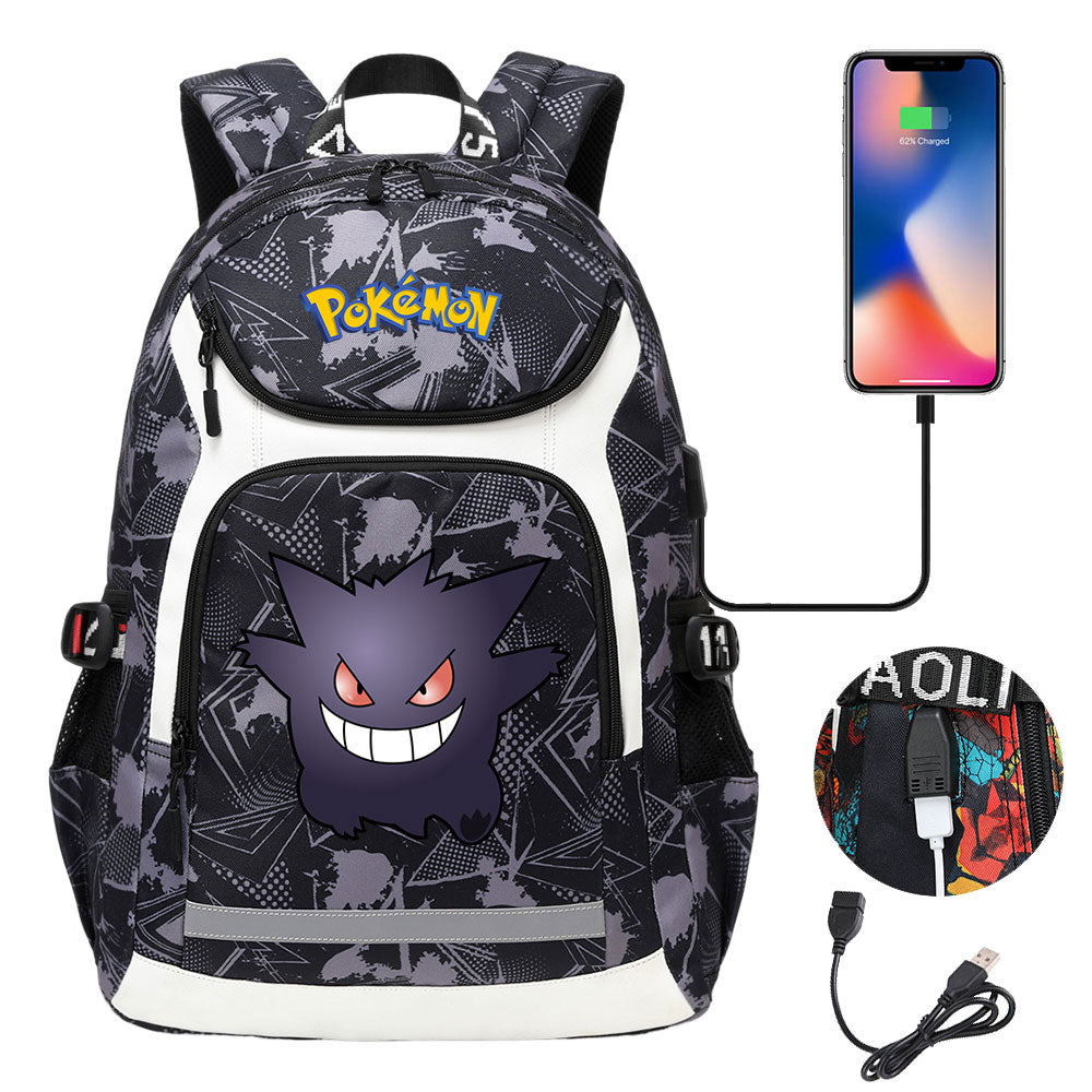 Pikachu USB Charging Backpack School Notebook Travel Bags