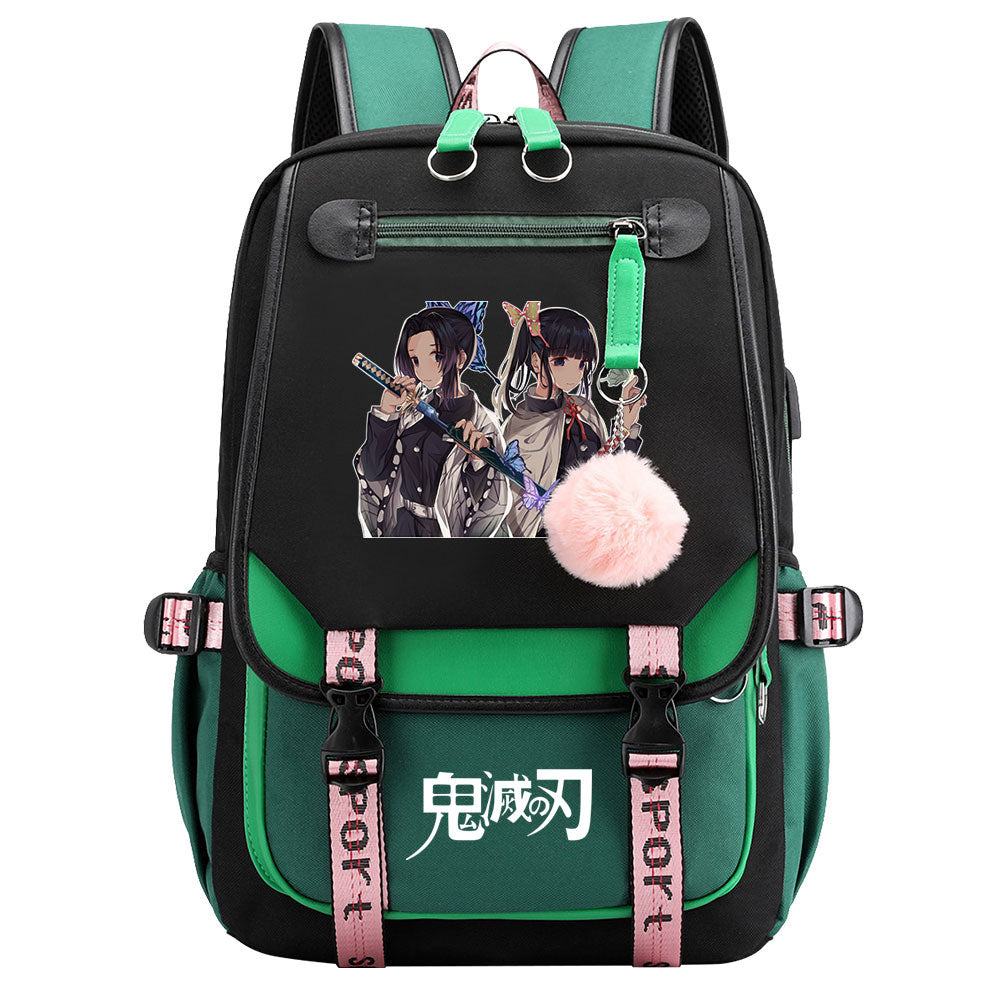 Demon Slayer Waterproof Backpack School Notebook Travel Bag USB Charging