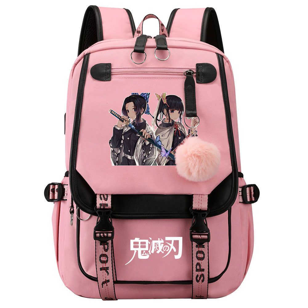 Demon Slayer Waterproof Backpack School Notebook Travel Bag USB Charging