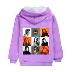 Taylor Swift Sherpa Lined Hoodie Fleece Sweatshirt Full Zip Hooded Jacket for Kids