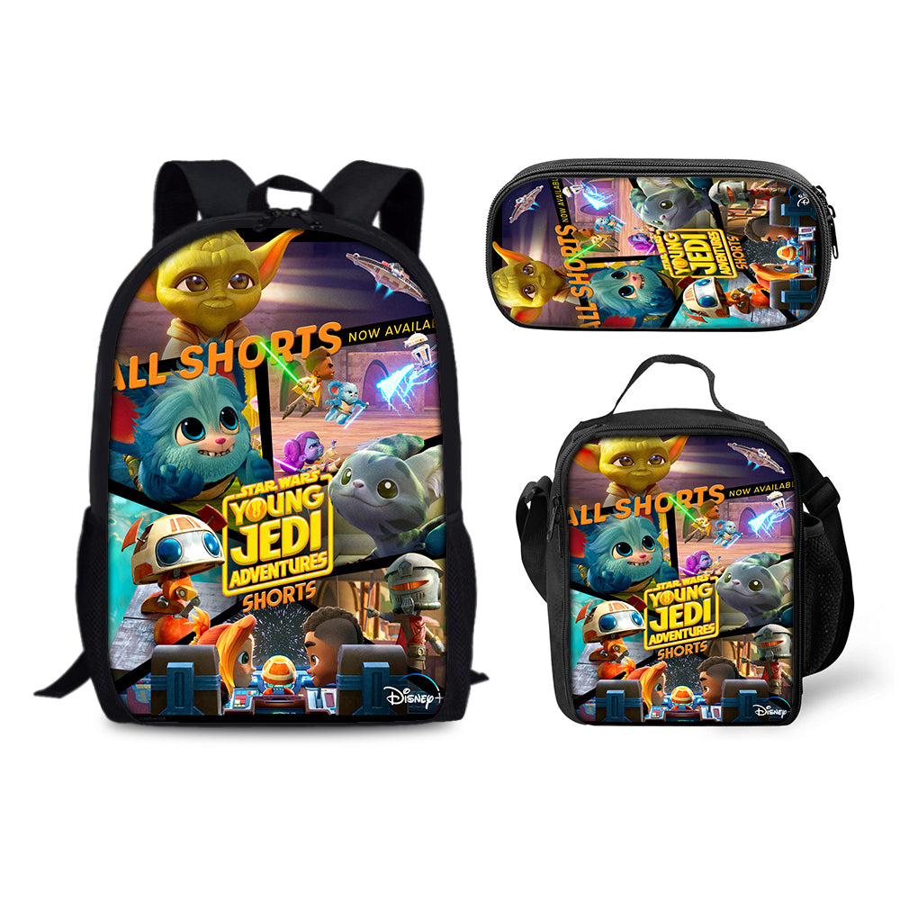 Star Wars Young Jedi Adventures Backpack Schoolbag Lunch Bag Pencil Bag for Kids Students 3PCS