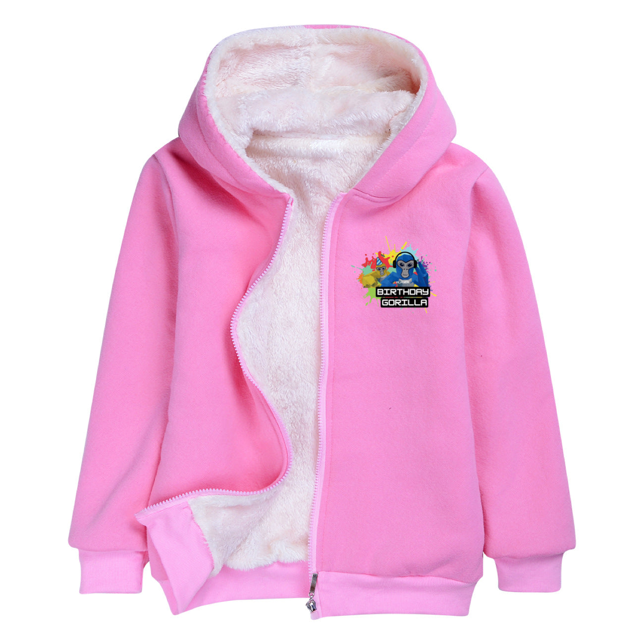 Gorilla Tag Sherpa Lined Hoodie Fleece Sweatshirt Full Zip Hooded Jacket for Kids