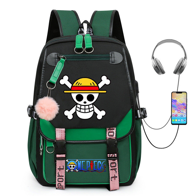 One Piece Waterproof Backpack School Notebook Travel Bags USB Charging