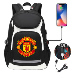 Manchester United Football Club USB Charging Backpack School Notebook Travel Bags