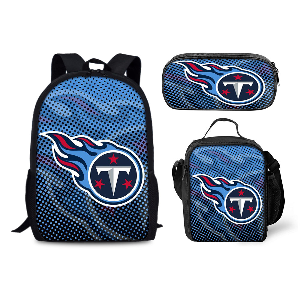 Tennessee Titans Football Team Backpack Schoolbag Lunch Bag Pencil Bag for Kids Students 3PCS