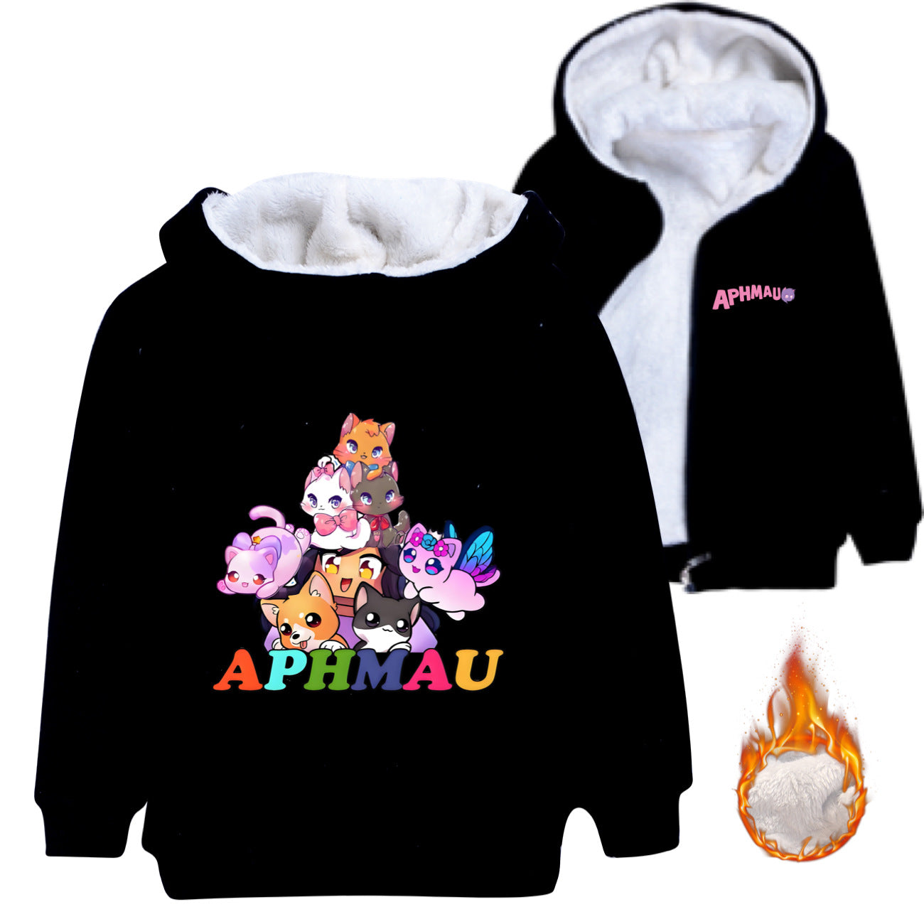 Aphmau Sherpa Lined Hoodie Fleece Sweatshirt Full Zip Hooded Jacket for Kids