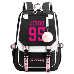 Kpop Blackpink JISOO Waterproof Backpack School Notebook Travel Bag USB Charging