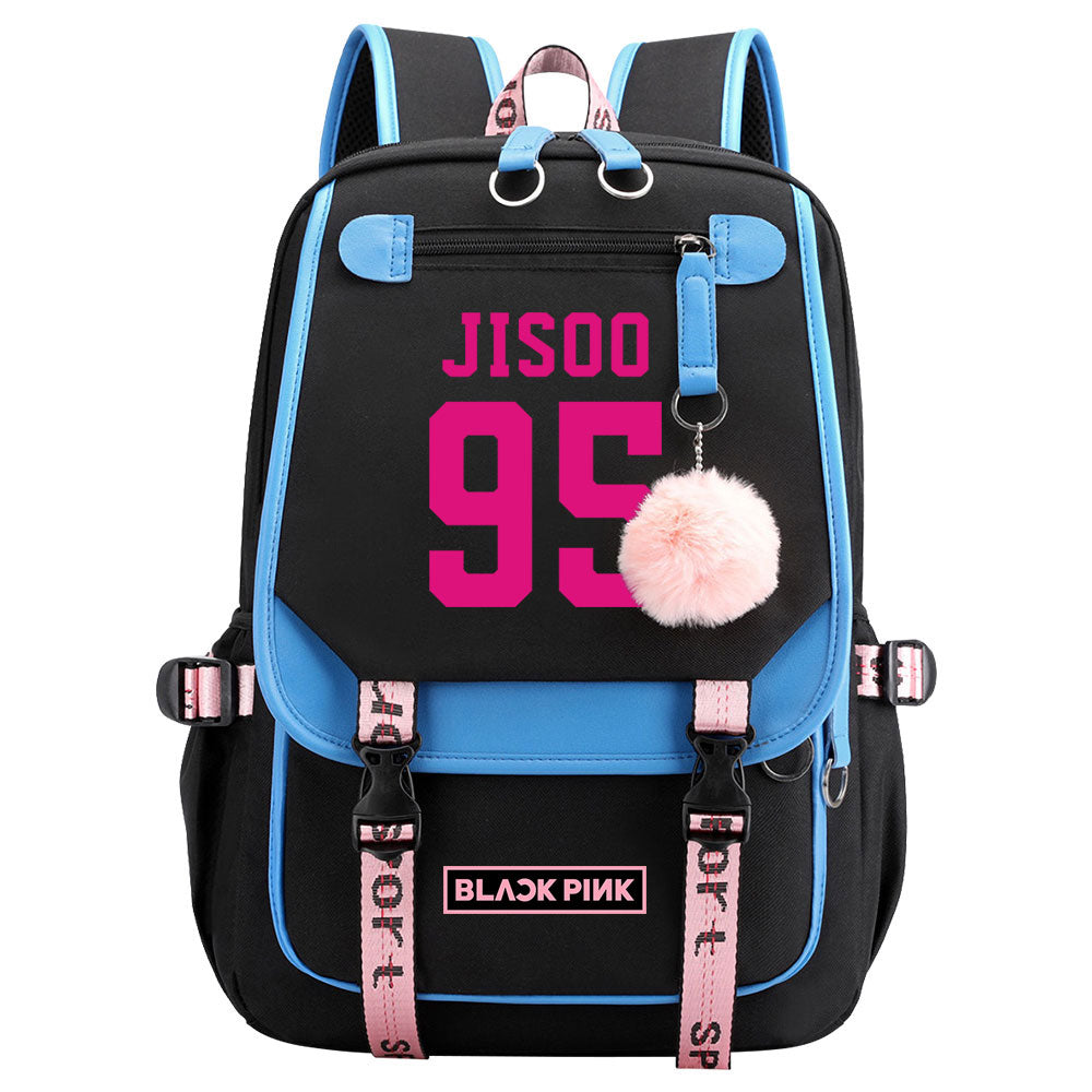 Kpop Blackpink JISOO Waterproof Backpack School Notebook Travel Bag USB Charging
