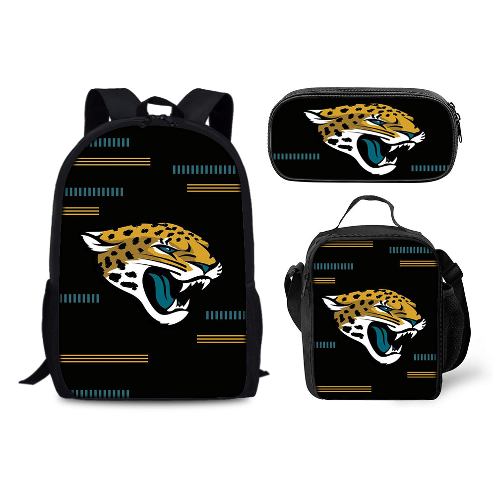 Jacksonville Jaguars Football Team Backpack Schoolbag Lunch Bag Pencil Bag for Kids Students 3PCS