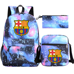 Barcelona Football Club Schoolbag Backpack Shoulder Bag Pencil Bag 3pcs set for Kids Students