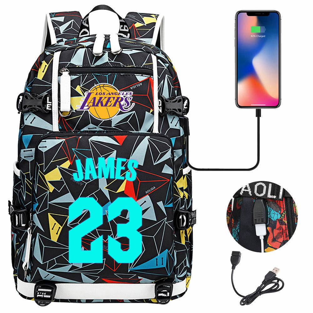 Kobe Black Mamba Curry Bucks USB Charging Backpack School Notebook Travel Bags Basketball Bag