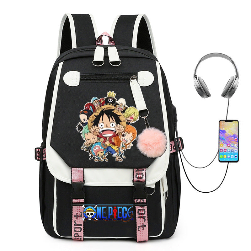 One Piece Waterproof Backpack School Notebook Travel Bags USB Charging