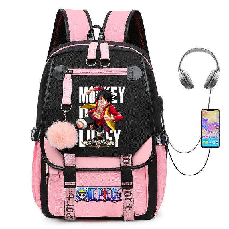 One Piece Waterproof Backpack School Notebook Travel Bags USB Charging