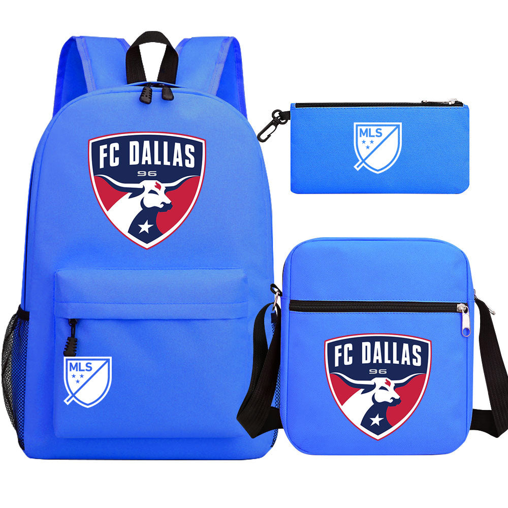 Dallas Soccer Printed Schoolbag Backpack Shoulder Bag Pencil Bag 3pcs set for Kids Students