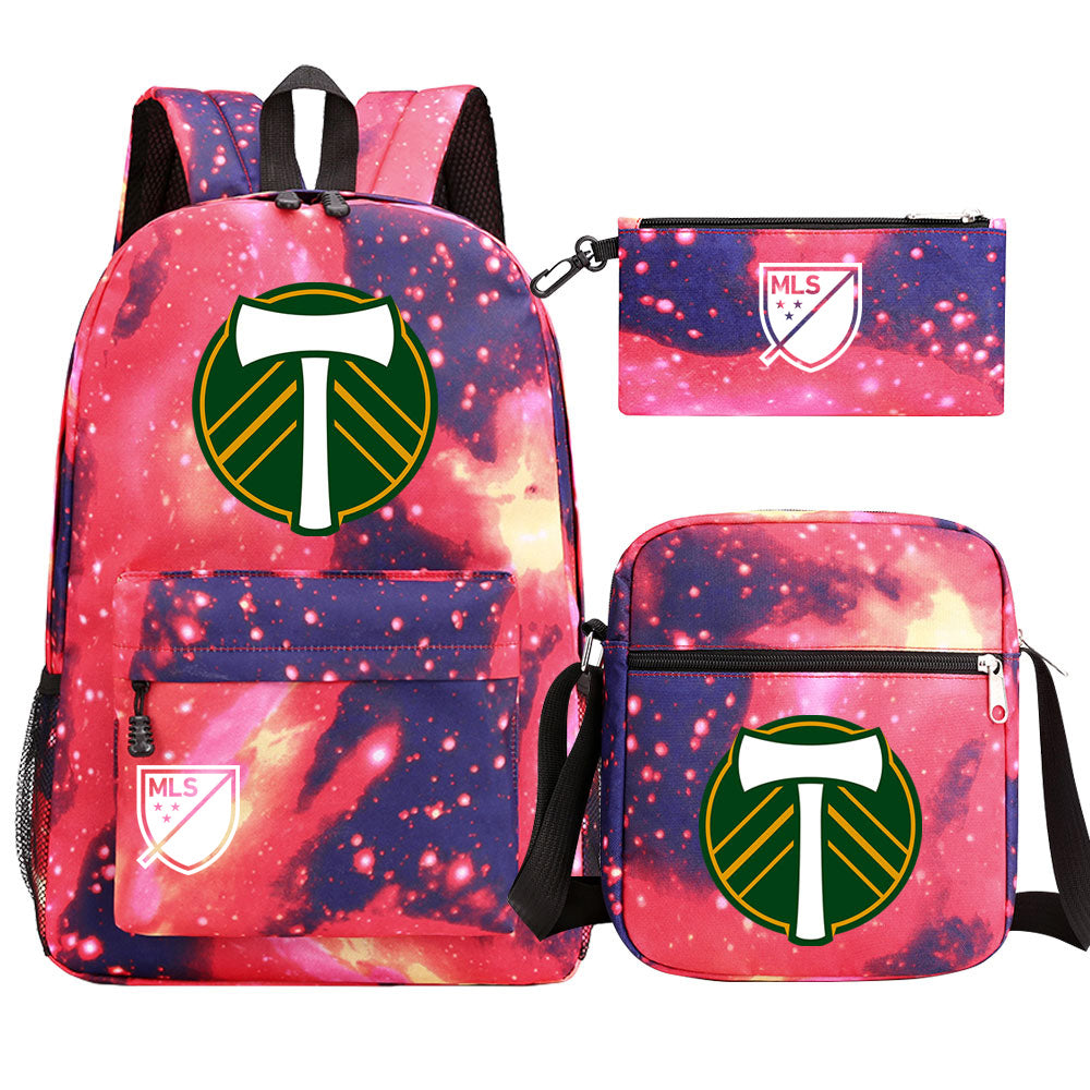 Portland Soccer Timbers Printed Schoolbag Backpack Shoulder Bag Pencil Bag 3pcs set for Kids Students