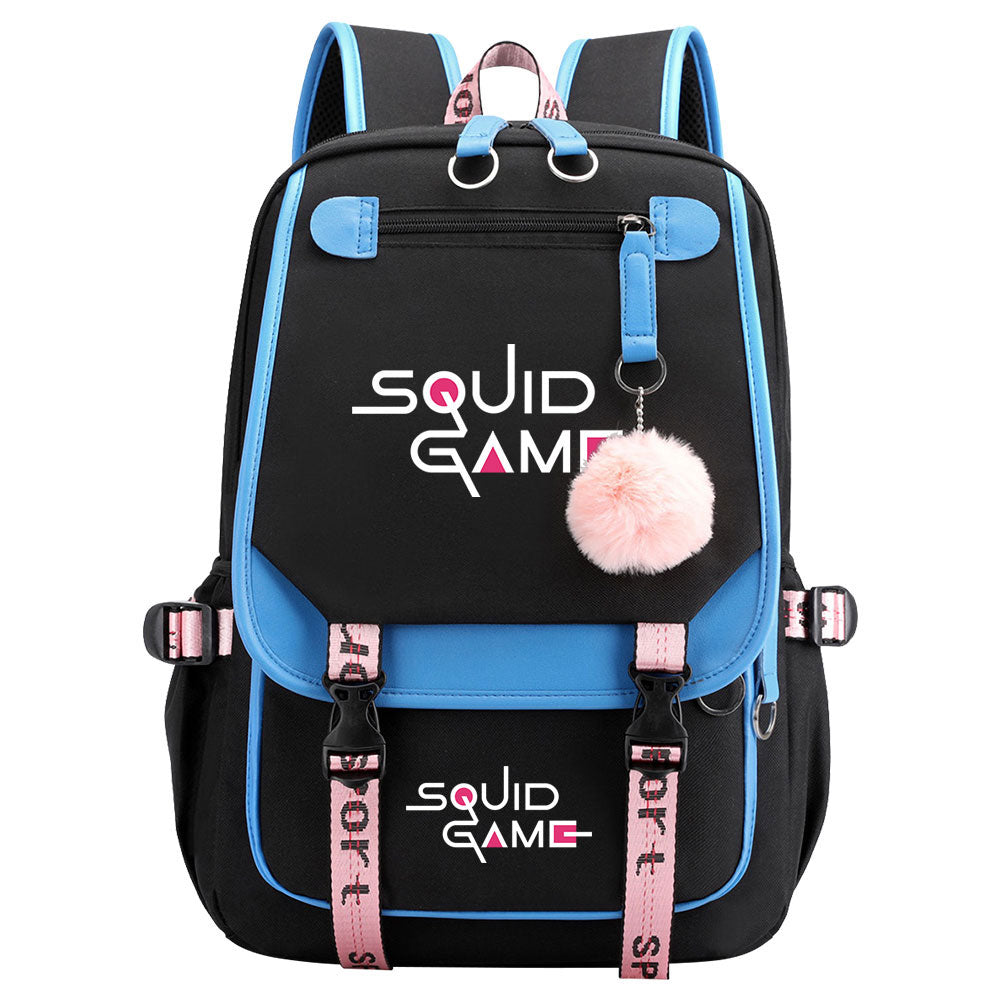 Squid Game Waterproof Backpack School Notebook Travel Bags USB Charging