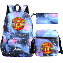 Manchester United Football Club Schoolbag Backpack Shoulder Bag Pencil Bag 3pcs set for Kids Students