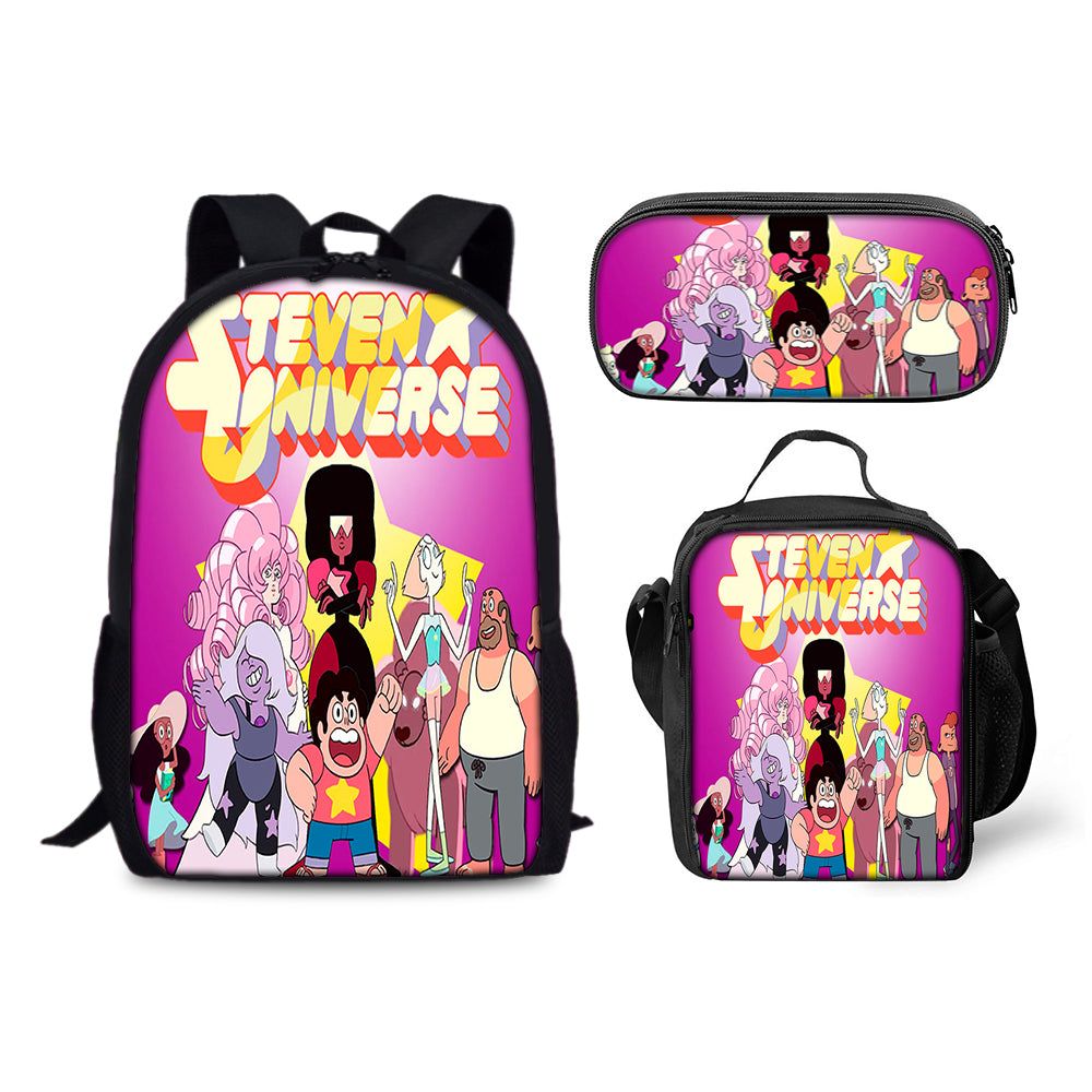 Steven Universe Backpack Schoolbag Lunch Bag Pencil Bag for Kids Students 3PCS