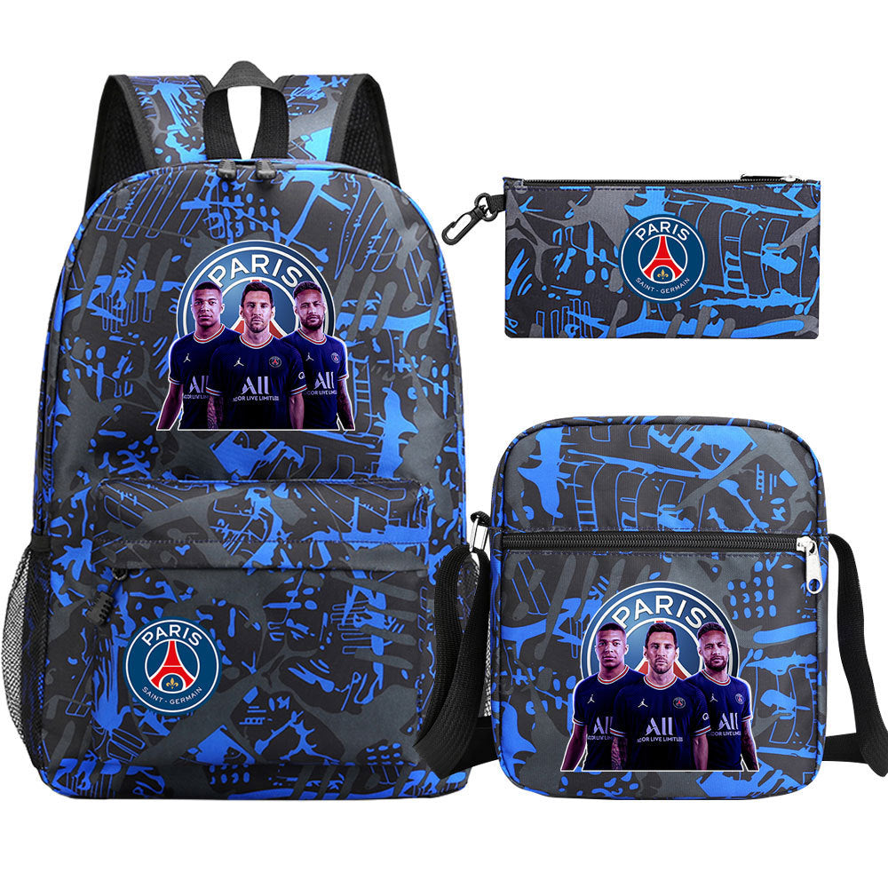 Football Paris Mbappe Schoolbag Backpack Shoulder Bag Pencil Bag Set Gift for Kids Students