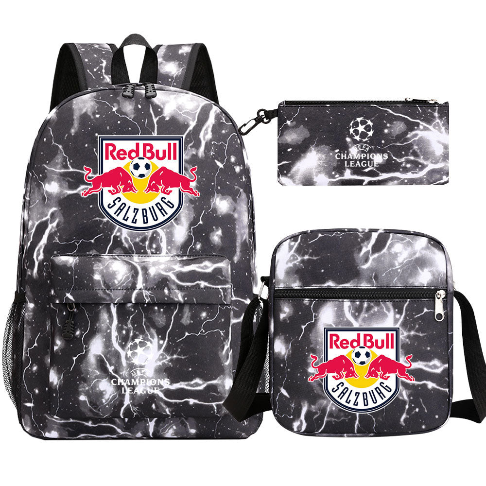 Salzburg Football Club Schoolbag Backpack Shoulder Bag Pencil Bag 3pcs set for Kids Students