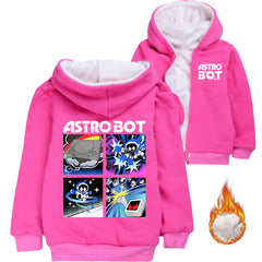 Astro bot Sherpa Lined Hoodie Fleece Sweatshirt Full Zip Hooded Jacket for Kids