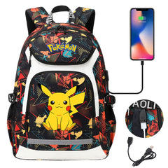 Pikachu USB Charging Backpack School Notebook Travel Bags