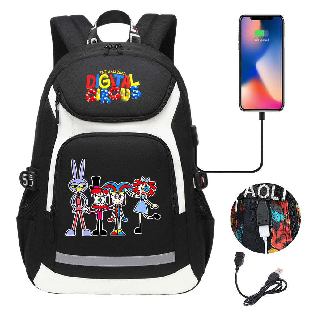 The Amazing Digital Circus USB Charging Backpack School Notebook Travel Bags
