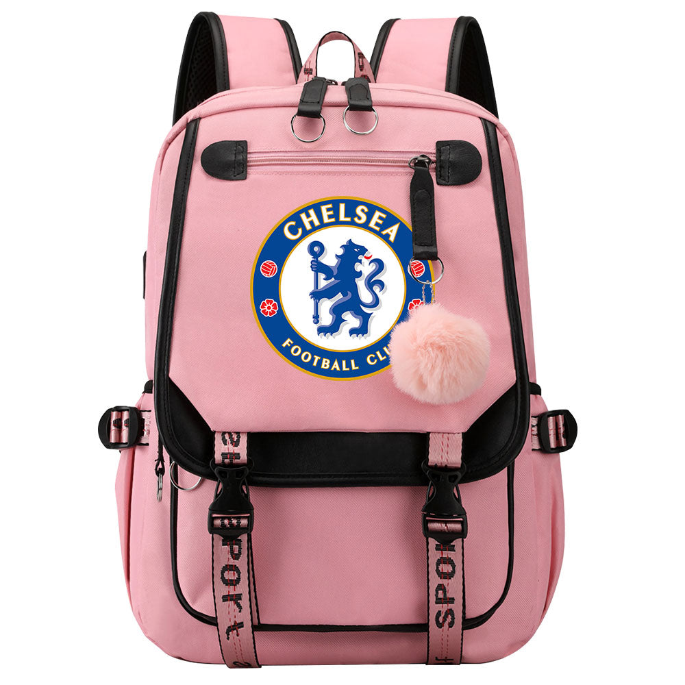Chelsea Football Club Waterproof Backpack School Notebook Travel Bags USB Charging