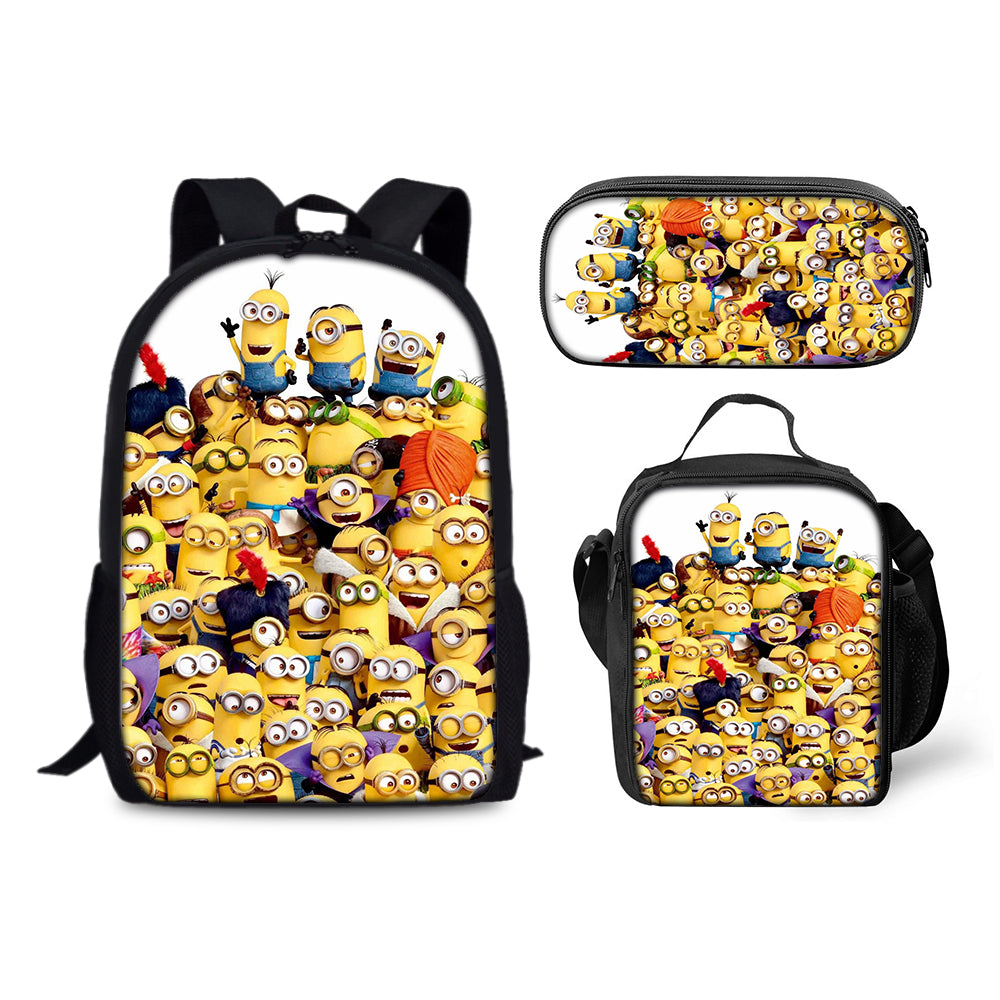 Minions Backpack Schoolbag Lunch Bag Pencil Bag for Kids Students 3PCS