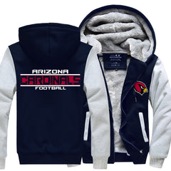 Arizona Football Team Cardinals Unisex Lined Hoodie Fleece Sweatshirt Full Zipper Hooded Thicken Jacket