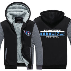 Tennessee Football Team Titans Unisex Lined Hoodie Fleece Sweatshirt Full Zipper Hooded Thicken Jacket