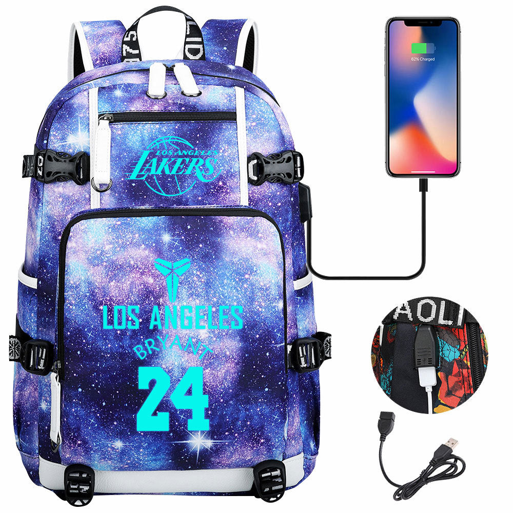 Kobe Black Mamba Curry Bucks Antetokounmpo USB Charging Backpack School Notebook Travel Bags Basketball Bag