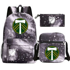 Portland Soccer Timbers Printed Schoolbag Backpack Shoulder Bag Pencil Bag 3pcs set for Kids Students