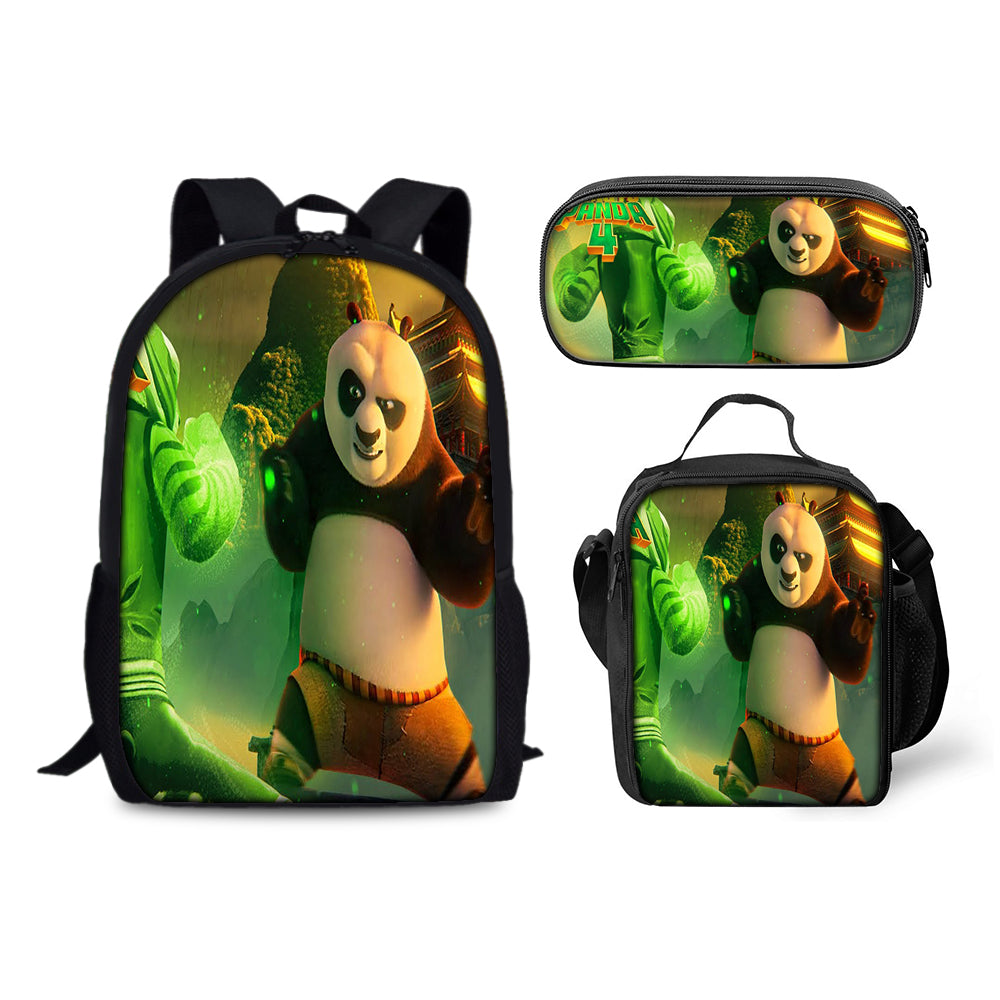 Kung Fu Panda Backpack Schoolbag Lunch Bag Pencil Bag for Kids Students 3PCS