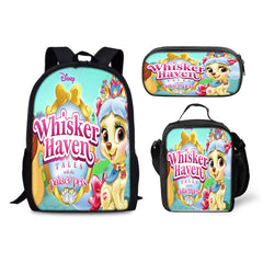 Whisker Haven Tales with the Palace Pets  Backpack Schoolbag Lunch Bag Pencil Bag for Kids Students 3PCS