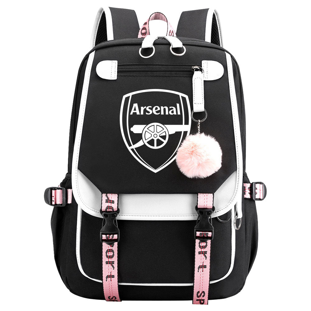 Arsenal Football Club Waterproof Backpack School Notebook Travel Bags USB Charging