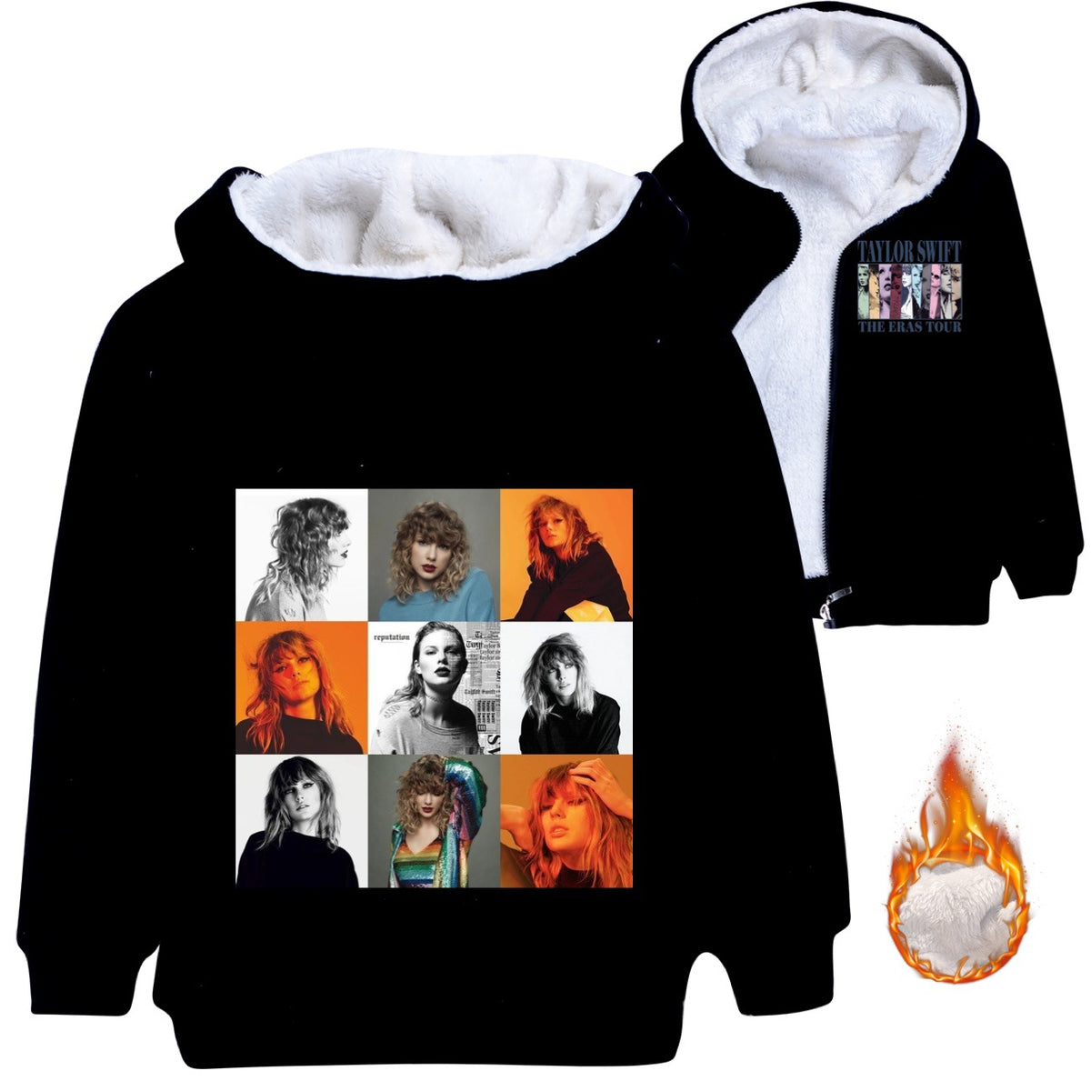 Taylor Swift Sherpa Lined Hoodie Fleece Sweatshirt Full Zip Hooded Jacket for Kids