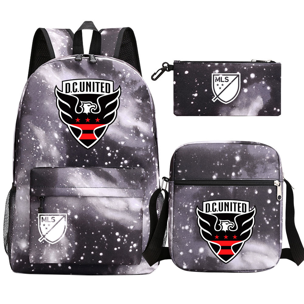 DC United Soccer 3D Printed Schoolbag Backpack Shoulder Bag Pencil Bag 3pcs set for Kids Students