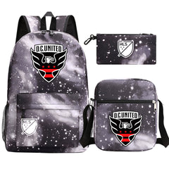 DC United Soccer 3D Printed Schoolbag Backpack Shoulder Bag Pencil Bag 3pcs set for Kids Students