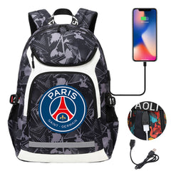 Paris Saint Germain Football Club USB Charging Backpack School Notebook Travel Bags
