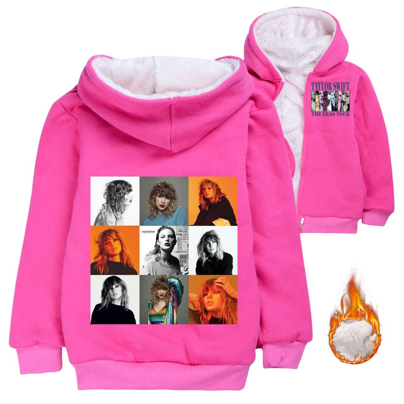 Taylor Swift Sherpa Lined Hoodie Fleece Sweatshirt Full Zip Hooded Jacket for Kids