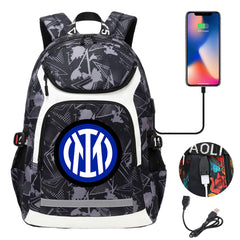 Internazionale Milano Football Club USB Charging Backpack School Notebook Travel Bags