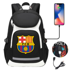 Barcelona Football Club USB Charging Backpack School Notebook Travel Bags