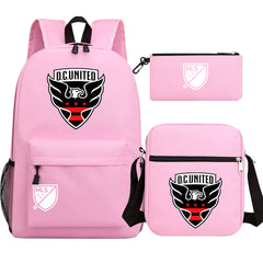 DC United Soccer 3D Printed Schoolbag Backpack Shoulder Bag Pencil Bag 3pcs set for Kids Students