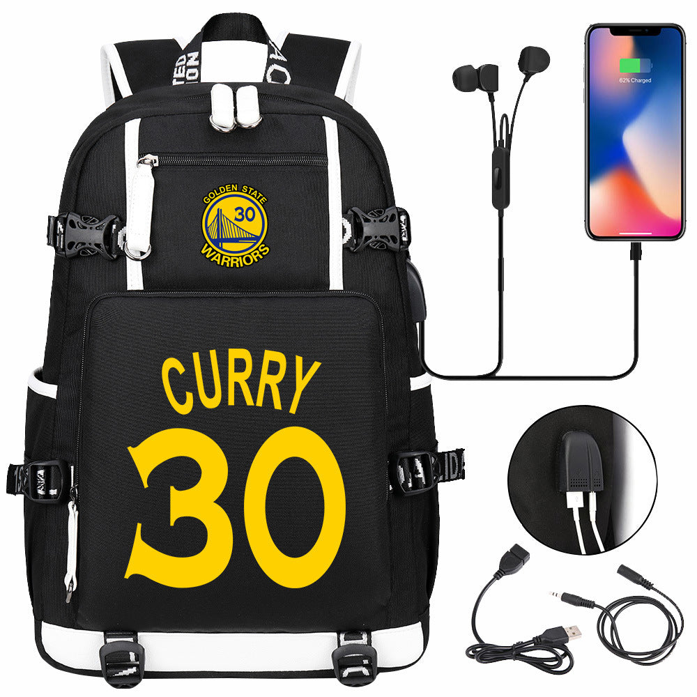 Kobe Black Mamba Curry Bucks USB Charging Backpack School Notebook Travel Bags Basketball Bag