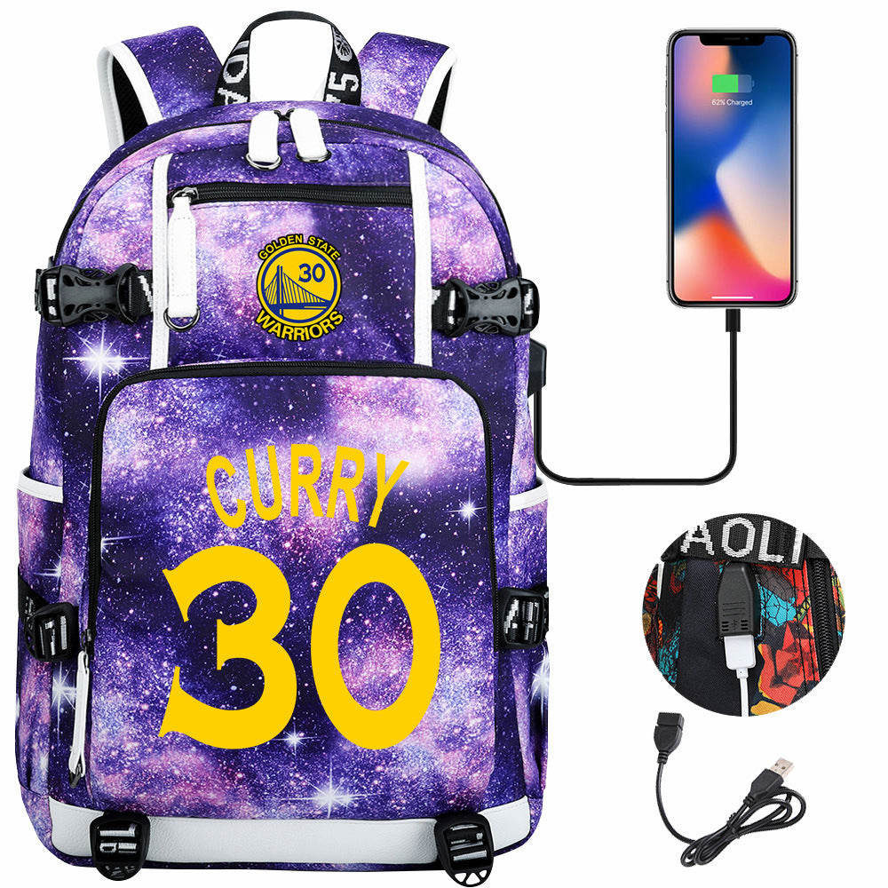 Kobe Black Mamba Curry Bucks USB Charging Backpack School Notebook Travel Bags Basketball Bag